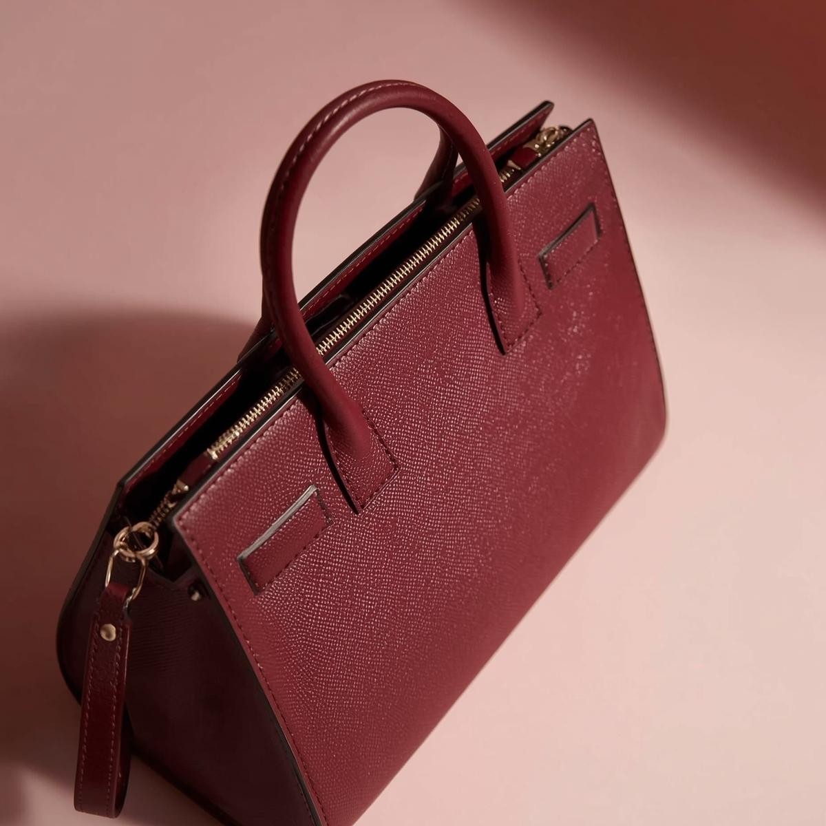 Classic Red Leather Top-Handle Handbag