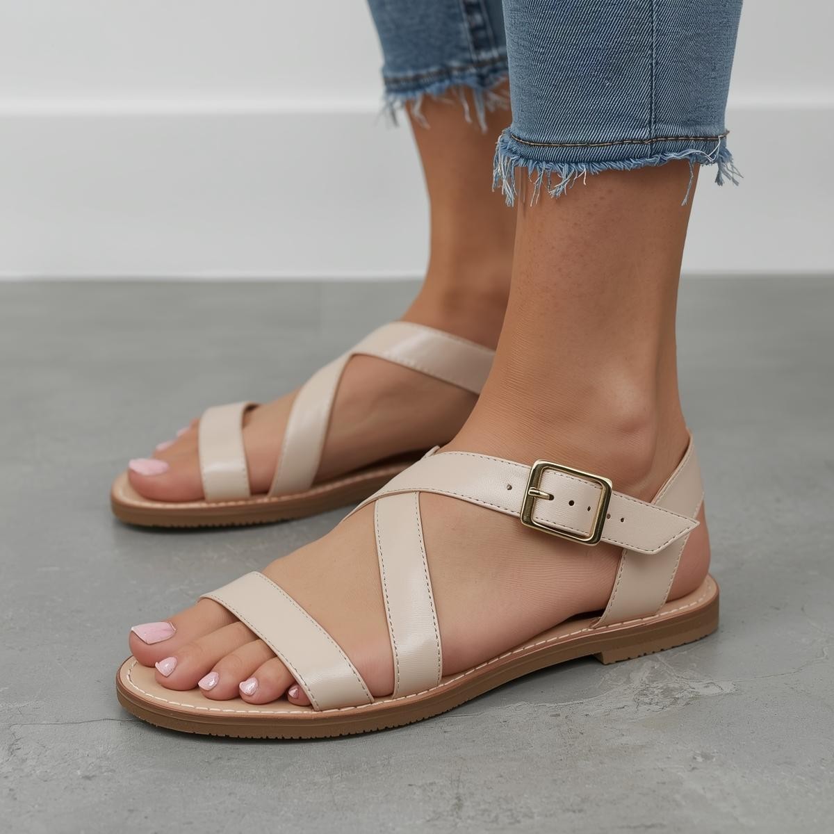 Buckle Strap Flat Sandals