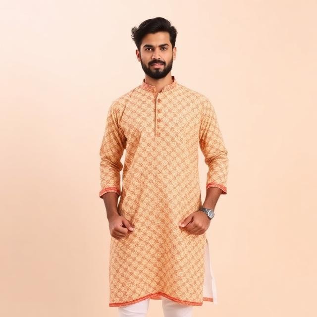 Men's Printed Cotton Kurta