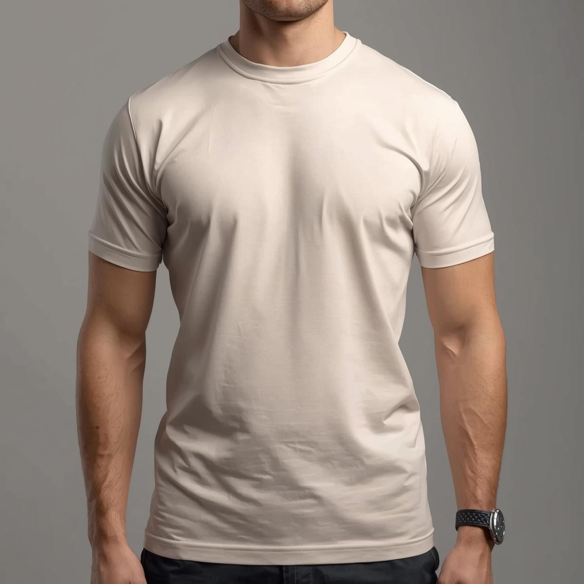 Beige Crew Neck T-Shirt