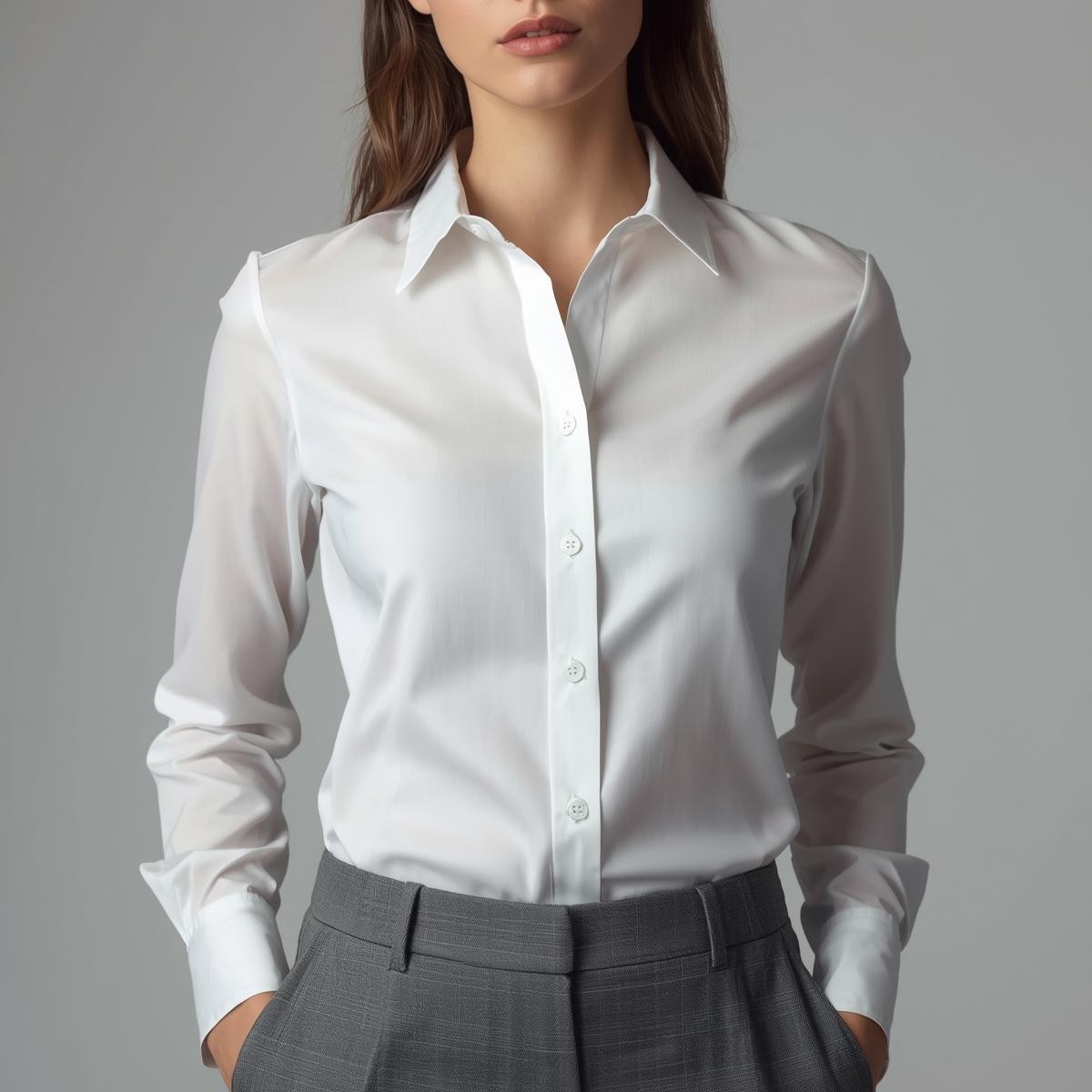 White Formal Button-Up Shirt (Women's)