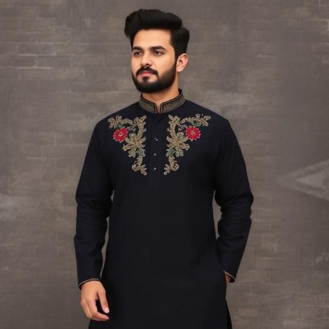 Men's Embroidered Wedding Kurta