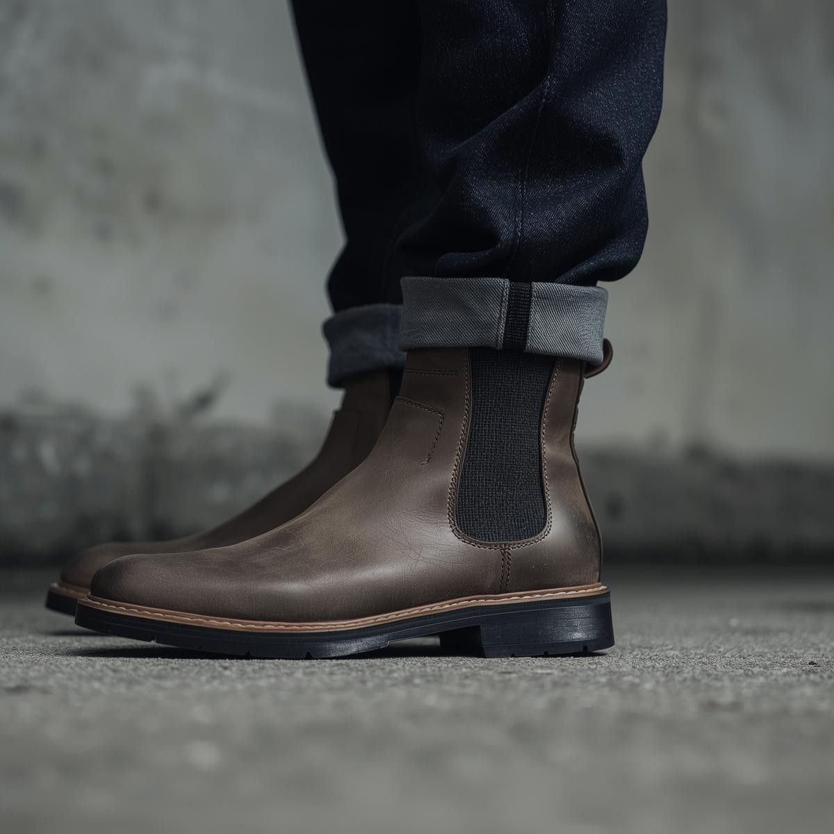 Brown Chelsea Leather Boots