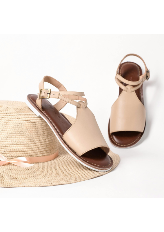Beige Open-Toe Strap Sandals