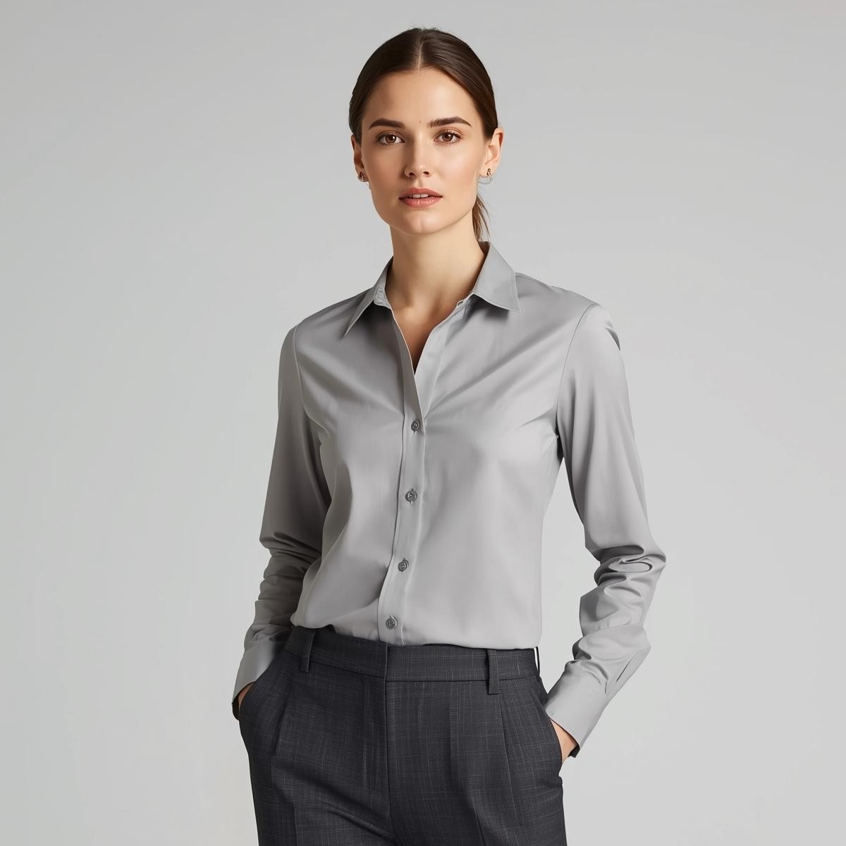 Grey Formal Button-Up Shirt (Women's)