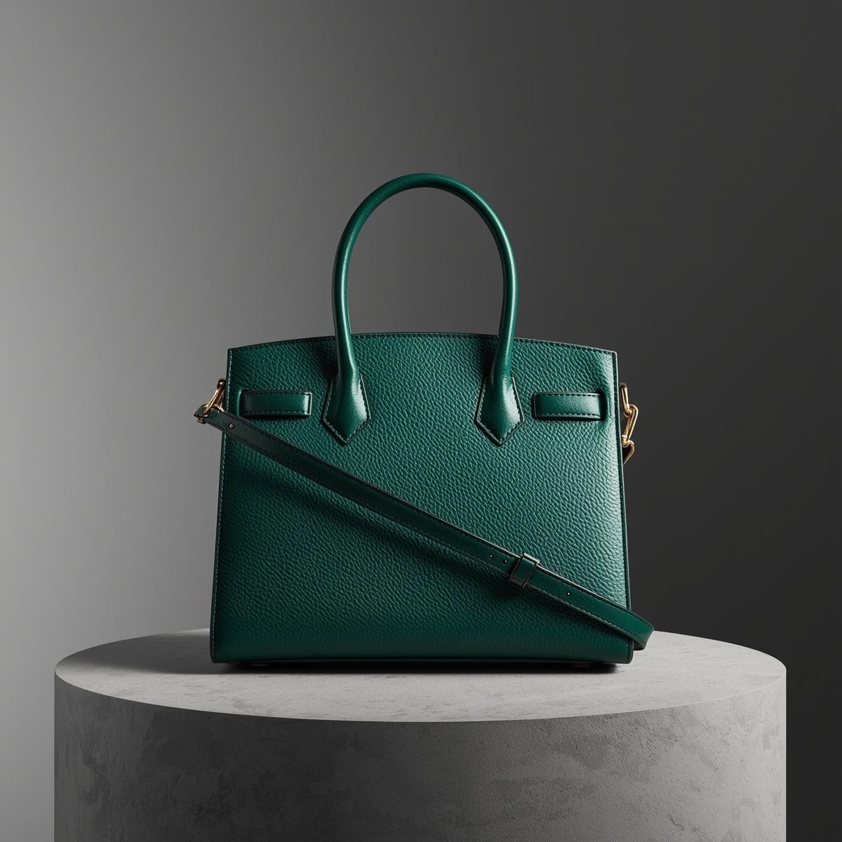Elegant Green Structured Leather Handbag