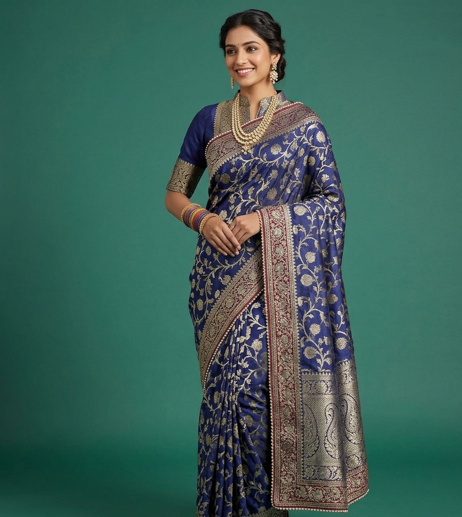 Royal Blue Banarasi Silk Saree