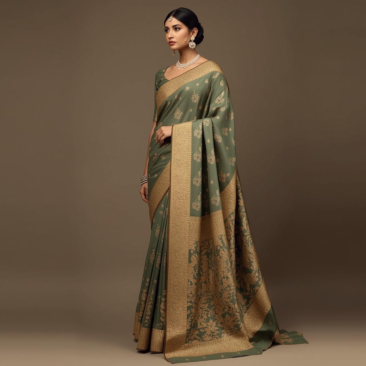Elegant Green Traditional Silk Saree