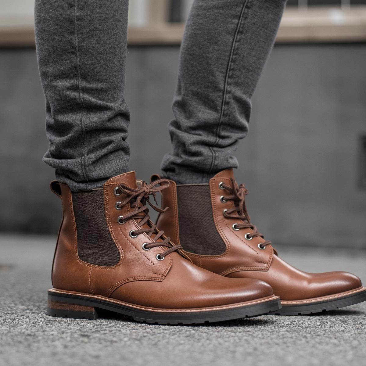 Brown Lace-Up Ankle Boots