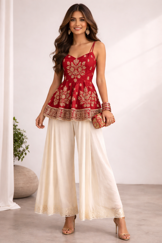 Peplum Top with Palazzo Pants (Indo-Western Set)