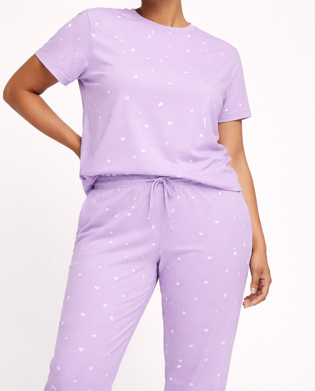 Lavender Heart Print Lounge Wear Set