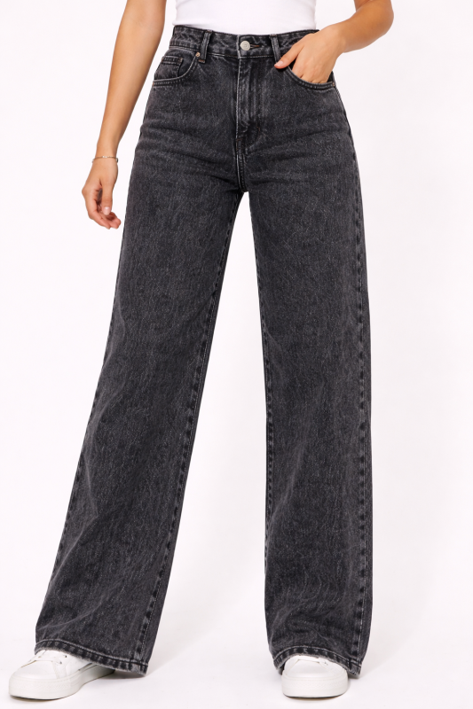 Vintage Black High-Waist Wide Leg Jeans