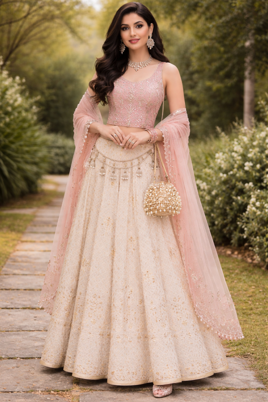 Blush Pink Embroidered Anarkali Gown